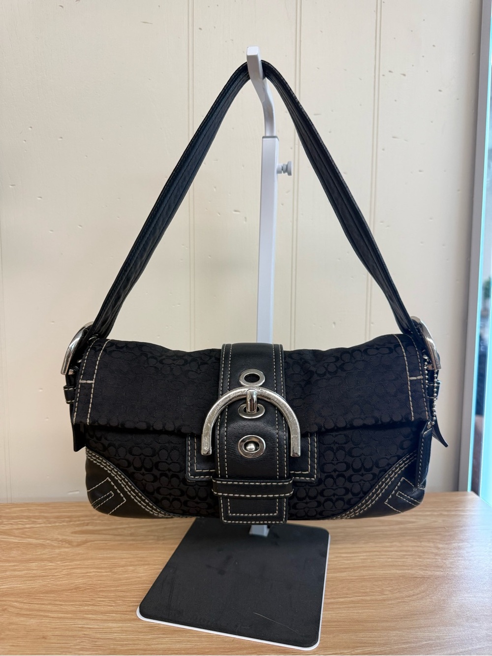 Y2K Black Coach SoHo Shoulder Bag with Silver Hardware